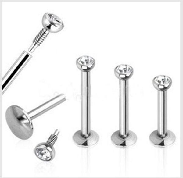 Mix 6810mm Loles de 60pcslot Moda Aço inoxidável Interior Piercing Labret Ring Jewelry Bar3624317