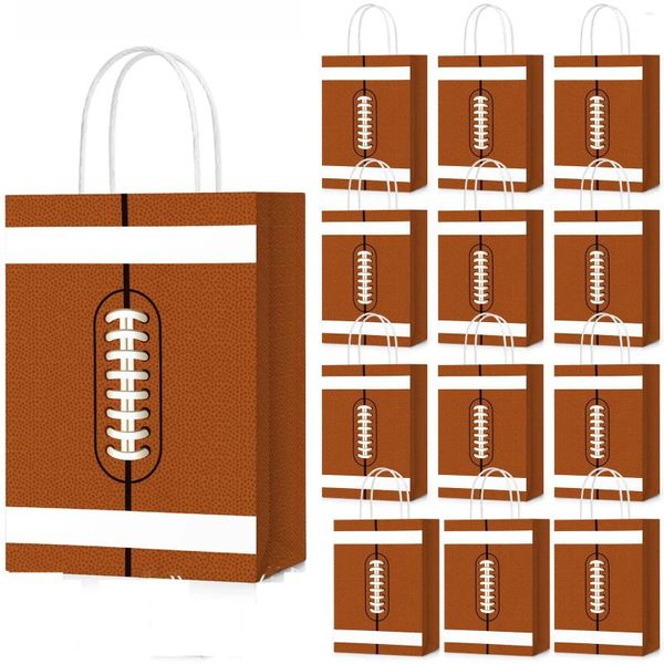 Geschenkverpackung 4/24 pcs Rugby -Papiertüten mit Griff Sport Touch Down Ball Game American Football Theme Birthday S Supplies