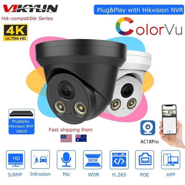 Telecamere IP HikVision Compatibile 5MP 4K Colorvu Camera IP Bulit-in Mic Poe Security Protection Surveillance Play fotocamera IP Play con Hik NVR 240413