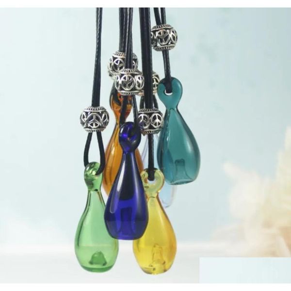 Anhänger Halsketten Neue Mode ätherische Öl Diffusor Halskette Glasflasche Aroma Wassertropfen pro Großhandel Drop Lieferung Schmuck Penda DhMuv