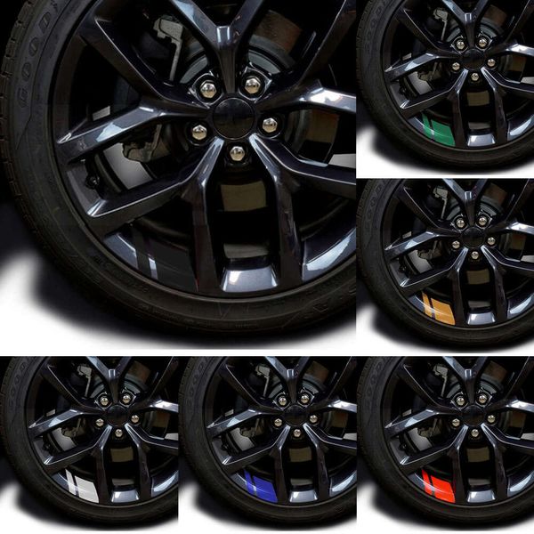 NEU 6PCS Reflektierende Auto Rim Vinyl Aufkleber Hash Mark Stripe Racing Wheel Hub Abziehbilder für Größe 18 