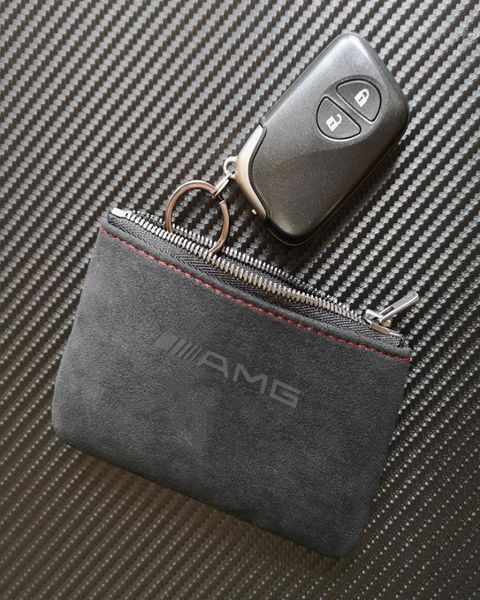 Tecultor de capa da carteira de bolsa -chave de couro foste com chaveiros para Mercedes AMG8891400