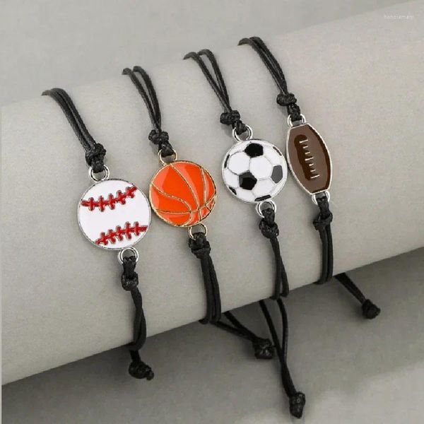 Pulseira de charme pulseira para amizade de basquete de basquete de rugby corda de corda de beisebol homens homens homens feitos à mão jóias de tranças