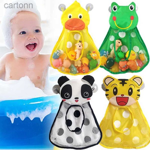 Badespielzeug Cartoon Baby Bad Spielzeug Aufbewahrungstasche Netter Ente Frosch Netz Netto Spielzeughaltertasche Starke Saugbecher Badebad Bad Organizer 240413