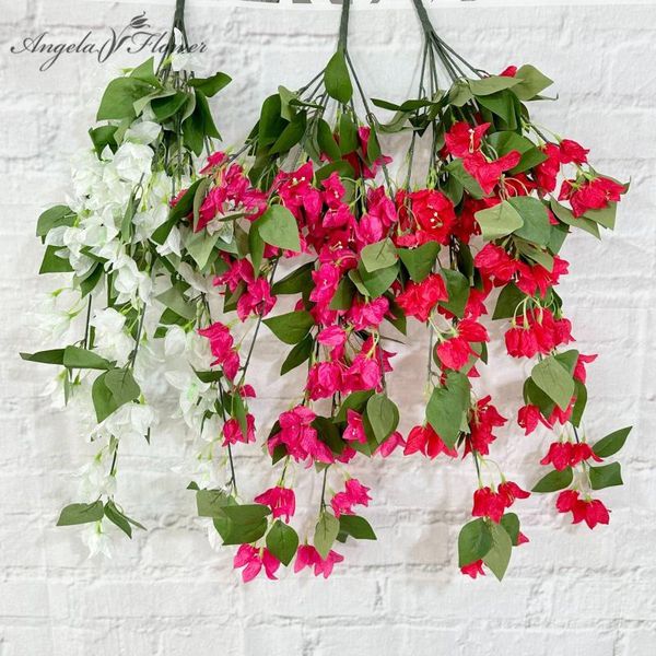 Fiori decorativi bougainvillea piante vite vite artificiale fiore di gliscia muro appende decorazioni per matrimoni fai -da -te albero di Natale floreale