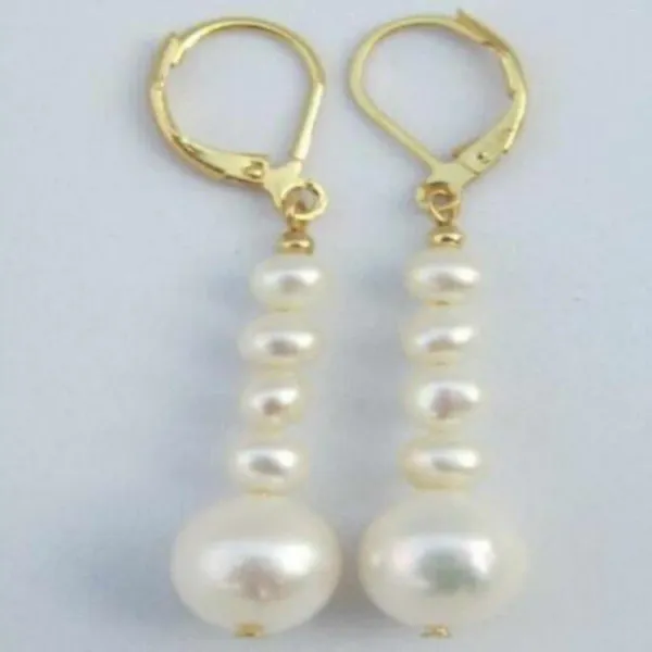 Orecchini penzolanti White Natural Round Southsea Pearl 14K Oro OGGI SIGNIGLIO SIGILY UOMINI BOHIAMIAN PLATINUM PLATINUM