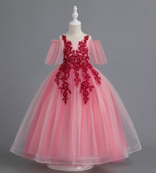 Beauty azul rosa jóia branca joia de aniversário/festa vestidos de festa vestidos de concurso de menina vestidos meninas de meninas diárias Saias de crianças SZ 2-10 D413308