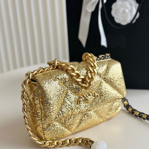 Marca francesa designer de luxo 19bag mini crossbody saco de bolsa dupla letra acolchoada corrente dourada saco de ombro preto lady lady vintage bolsa de couro genuíno de alta qualidade