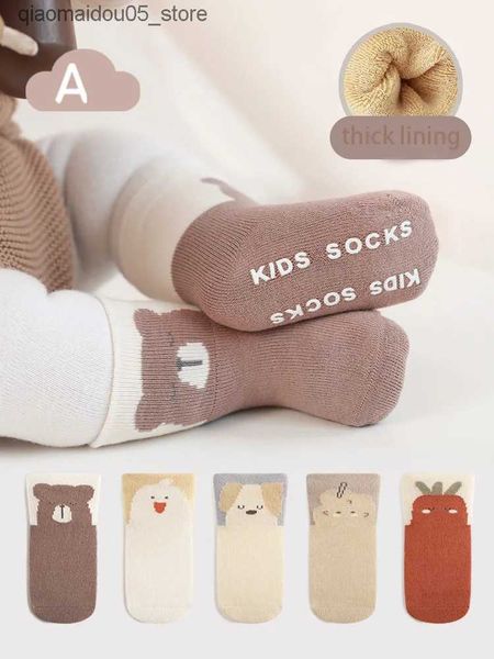 Kinder Socken Winter Baby Jungen und Mädchen Socken Neugeborene Dicke Futter Socken Babyprodukte Kindersocken 5 Paar Batch 0-5y Q240413