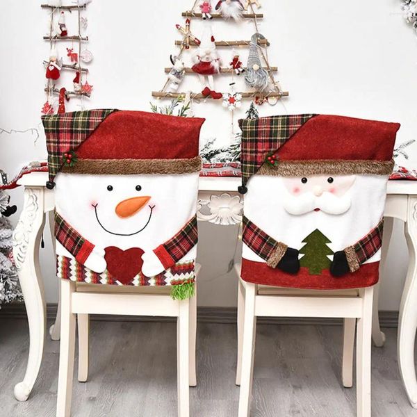 Coperture per sedie per bambole 3d Copertina di Natale Cartoon Babbo Natale Elk Dining Hall Disposizione cucina Forniture per la festa di natale Bomboniere