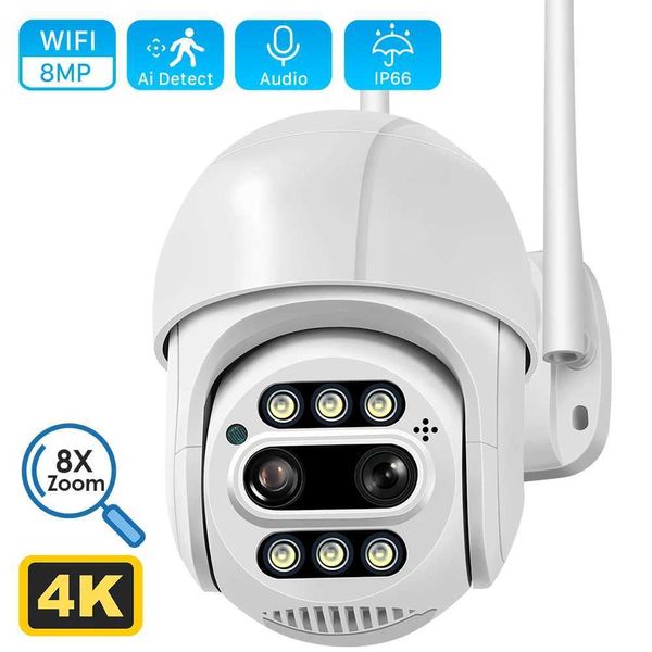 IP-камеры ANBIUX 8MP 4K PTZ IP IP-камера 8X Zoom Dual Lens CCTV CCTV CAMER 4MP Outdoor CCTV Wi-Fi Video Surveillance Camera Icsee App 240413