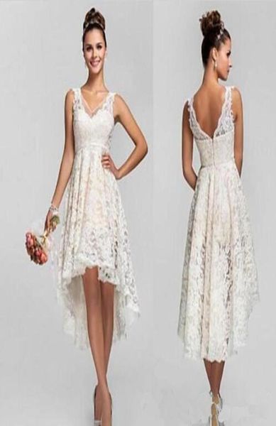 Vestidos de noiva boho lactos de renda baixa baixa vestidos de noiva v vestidos de noiva de pescoço plus size vestidos de casamento curto convidado de convidado6251014