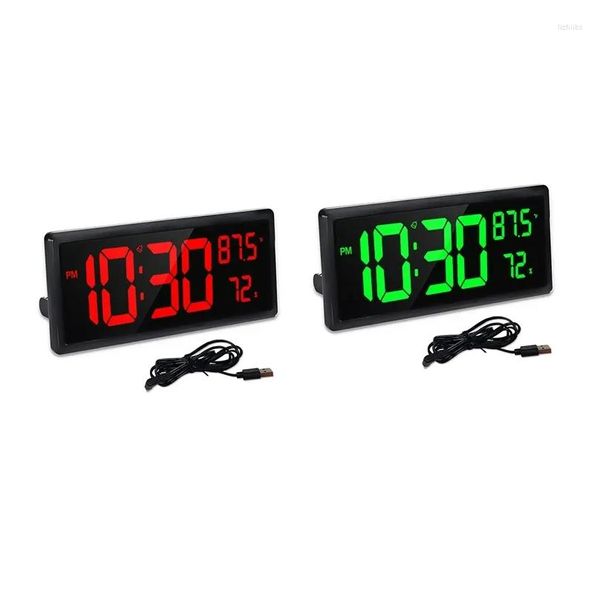 Orologi da parete Display di orologio digitale grande con temperatura e umidità Numeri a LED da 14,3 pollici per la consegna di case domestiche Giardino DECO DHTZA