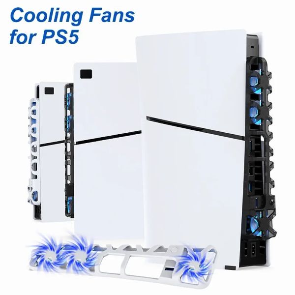 PS5 Konsolu Sessiz Soğutucu Fan Soğutma Fanı PlayStation 5 için LED LIGHT USB ile Fanlar