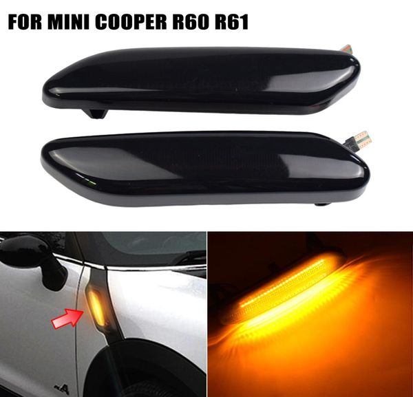 2pcs lentes de fumaça dinâmica LED LED Signal Signal Marcador Lâmpada de pisca -pisca para Mini Cooper R60 Countryman R61 Paceman7623103