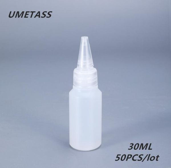Банки для хранения банки Umetass 30ml Small Squeeze PE пластика для клейкого масла круглой капельнической бутылки.