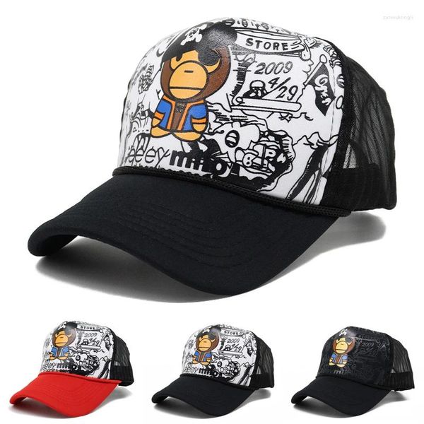 Ball Caps Yaz Erkekler Örgü Net Beyzbol Kapağı Spor Kişilik Karikatür Snapback Kadınlar Unisex Nefes Alabaş Kamyoncu Kemik Gorras