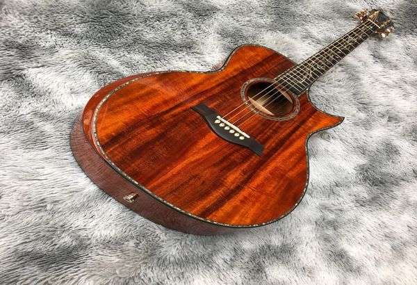 41 Zoll Full KOA Holz Abalone Eingelegtes Volk Elektrische Akustikgitarre2096494