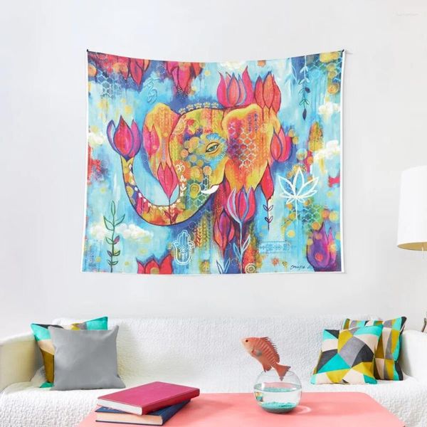 Taquestres Ganesha Elefante |Decorações de tapeçaria de arte para pinturas decorativas de quarto decoração ao ar livre