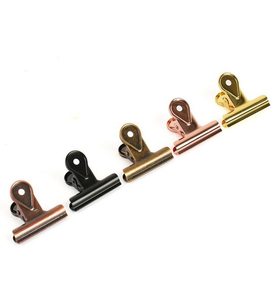 Clipes de fichário de cobre Clipes de esqueleto vintage Metal Electroplating Bulldog Hinge Clips Glamps para mapas de mapas Tags1751963