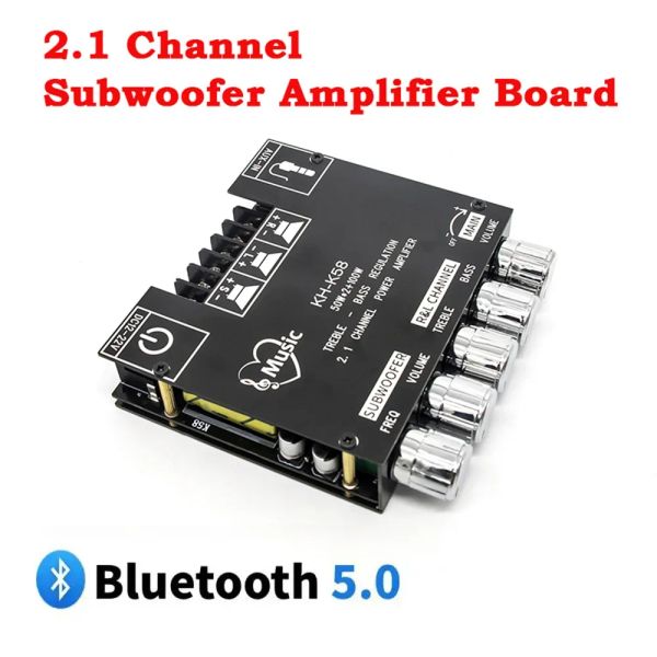 Amplificadores 2.1 canal bluetooth 5.0 subwoofer 200w placa de amplificador 50WX2+100W Power Audio Streo Amplifier Board Amp Aux