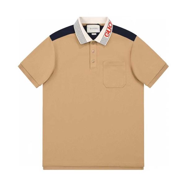 Hochwertige Designer-Kleidung Der richtige Sommerkhaki-Farbkontrast kurzärmeliges Poloshirt mit Streifen, die angemessenen Herren-T-Shirt