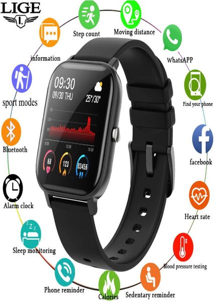 Lige Smart Watch Men Women Smartwatch Sports Fitness Tracker IPX7 Waterproof LED touch screen adatto per Android iOS6822242