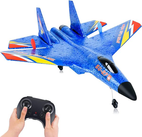 SU-27 Aircraft Modelo Rádio Controle remoto Toys voador de mão Giroscópio Estabilizar o planador de espuma anti-queda Plano de caça RC RC