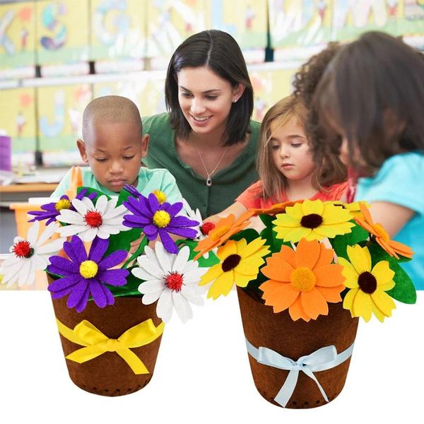 Fiori decorativi fatti a mano fatti fiore in vaso in feltro pianta finta per l'asilo insegnante per bambini arti artigianato Giochi di educazione