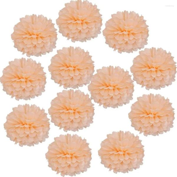 Dekoratif çiçekler için 10 parça şeftali kağıt mendil pom pom poms diy çiçek düğün bebek duş temalı parti dekorasyon lehine