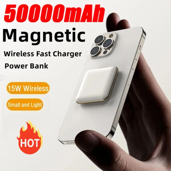 Banks 50000mah Mini Power Bank быстро зарядка магнитная беспроводная мощность для Xiaomi iPhone 13 14 Promax 12 Portable Extrable Battery