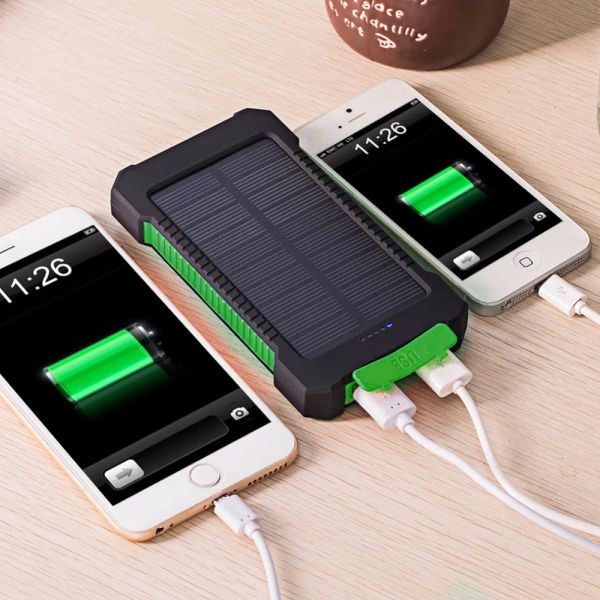 Banks 20000mAh Top Solar Power Bank Charger de emergência à prova d'água Powerbank de bateria externa para Xiaomi Mi iPhone Samsung LED SOS Light