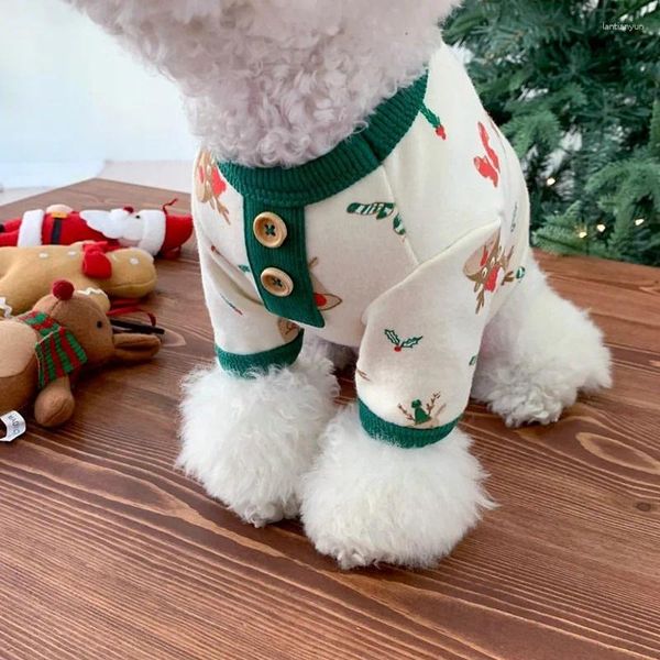 Hundekleidung Weihnachten Elk Hoodie Haustier Kleidung Cartoon Baumwolle für Hunde Kleidung Katzendrucken Süßes Herbst Wintermody Junge Chihuahua