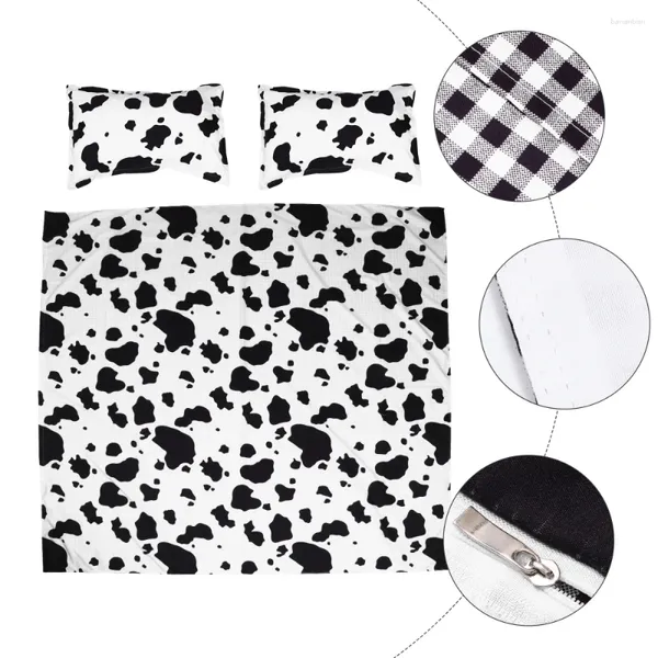 Bettwäsche -Sets 3PCS/Set Modern Set Cow Musterabdeckung mit Kissenbezug