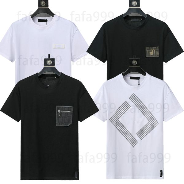 marca de grife mass camisetas clássicas camisetas de verão grade listrada simples pescoço redondo europa bordado bordado puro cor preto branco tops mix style 3xl