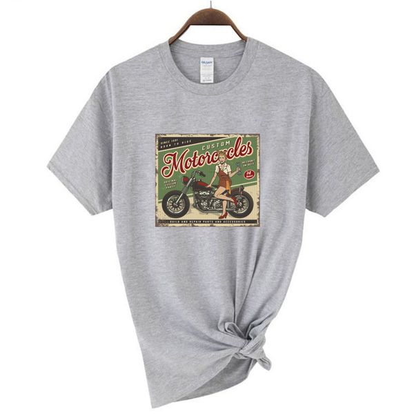 Kadınların Nefes Alabası Fitness Spor Kısa Kollu Yaz Gündelik Kadınlar Top Serin Vintage Motosiklet Elemanları Basılı T-Shirt