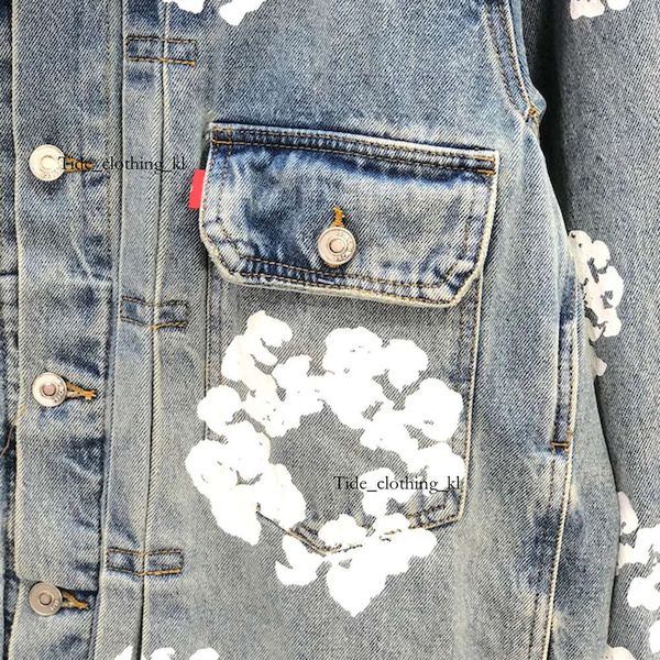 Denim teers tasarımcısı yüksek kaliteli lüks moda kadın erkekler çiçek desen ceketleri ceket yıkama mavi tasarımcı kadınlar gömlekler kadın tasarımcı ceketler 760