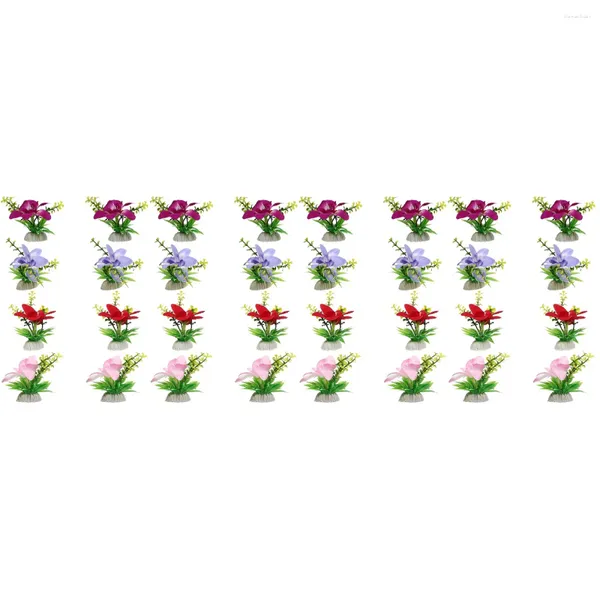 Dekorative Blumen 32 PCs Sushi Dekoration Blumenschale Ornamente Faux Blumen gefälschte Dekore Platte Simuliertes Desktop -Zubehör Arrangement