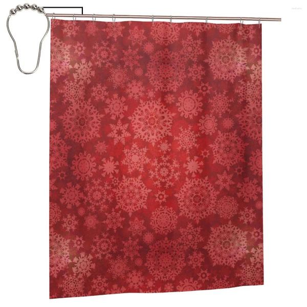Cortinas de chuveiro Cortina de neve vermelha de Natal para banheira de banho personalizada de banho com ganchos de ferro Decoração de casa Presente 60x72in