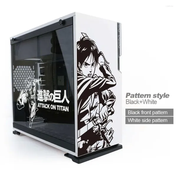 Pencere Çıkartmaları Titan Anime'ye Saldırı PC Case Coteoon Dekor Çıkartma ATX Orta Kule Bilgisayar Su Geçirmez Çıkarılabilir İçi Boş Çıkış