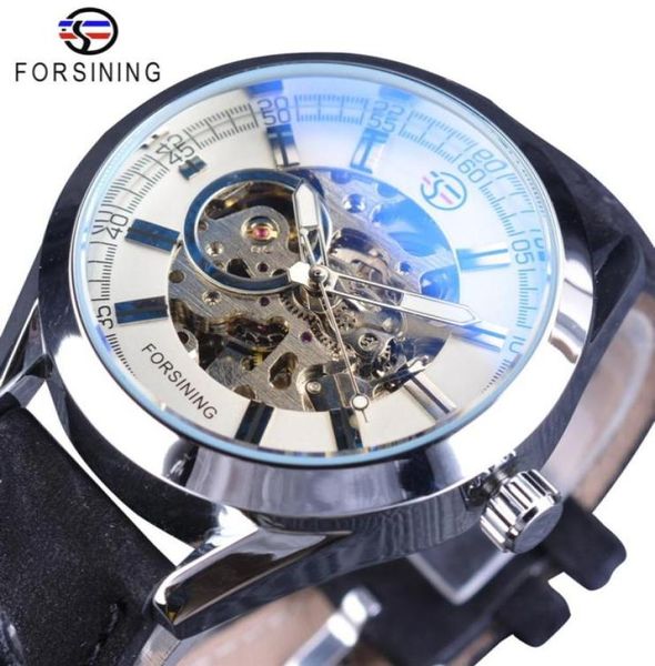 FORSINING 2017 Serie di arrampicata Silver Case Blue Glass Design Waterproof Open da uomo Open Mens Skeleton Watch Brand Luxury243131527