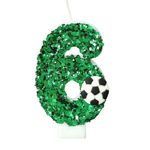 Green Football Birthday Candele torta scintillante Decorazione per torta a candele digitale con paillettes per feste di celebrazione