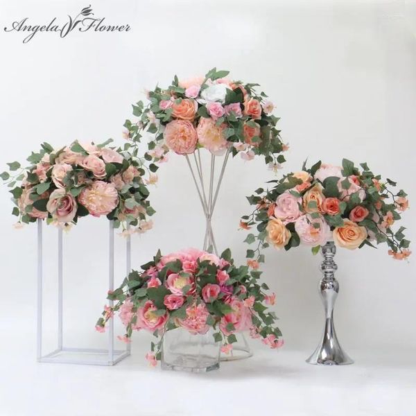 Flores decorativas 35 cm Wisteria Peony Rose Rose Artificial Flower Ball Centerpieces Decor Bouquet Casamento Arranjo floral Tabela de pano de fundo Vine