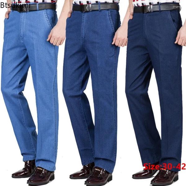 Herren Jeans 2024 komfortable hoch taillierte Design Elastic Business Casual Stretch Jeanshose Männliche Hosen plus Größe 30-42