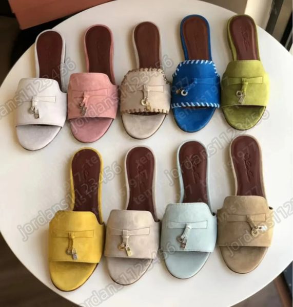 Дизайнерские тапочки платье Lo для обуви для фортепиано Slides Summer Charm Slipper Women Walk Loafers на открытом воздухе пляжные ползунки размером 35-42