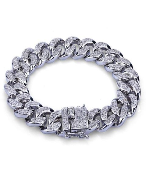 Moda Gold Color Placated Micro Pave Cubic Zircon Bracelet All Iced Out No New Night Club Men Braclets Hip Hop Bracelets6968402