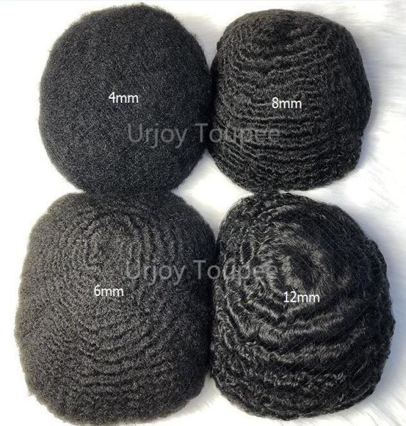 Herren -Perücken 4mm6mm8mm10mm12mm Afro Haarstücke Welle Einheit Voller Spitzen Toupe Indian Virgin Human Hair 360 Wellige Haarersatz1779400