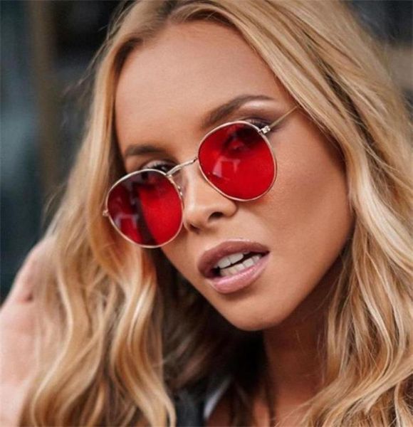 Sonnenbrille Sommer Red Round Women039s getöntes Objektiv kleine Sonnenbrille Klassische Vintage Circle Shades für Männer UV400 Oculos4399682