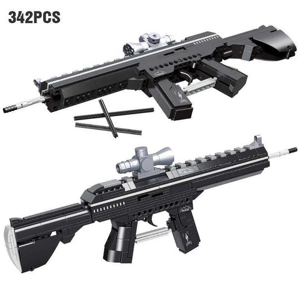 Waffenspielzeug im Zweiten Weltkrieg Scar M416 Desert Eagle Pistol Vector Submachine -Waffenmodell Building Block Armee Mk14 Scharfschützen -Gewehrgebäudet Toy YQ240413Kfyt