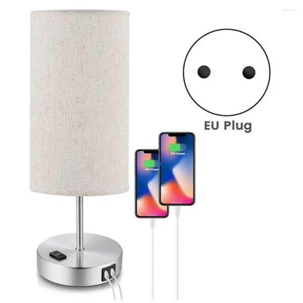 Stume da stoccaggio Lampada per comodino per camera da letto con 2 lampade da tavolo da tavolo USB CARABBIGLIO COMPOSTAMENTO CAMERA MODERNA LAMITURA EU